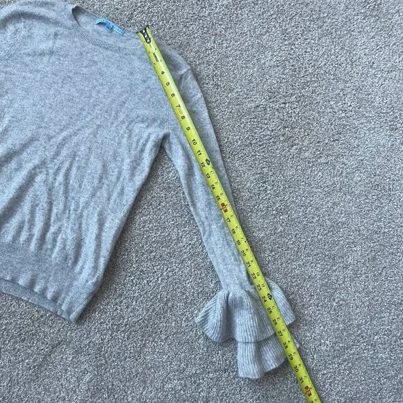 Antonio Melani Light Gray Vera Poet Ruffle Cuff 100% Cashmere Sweater - Picture 8 of 10